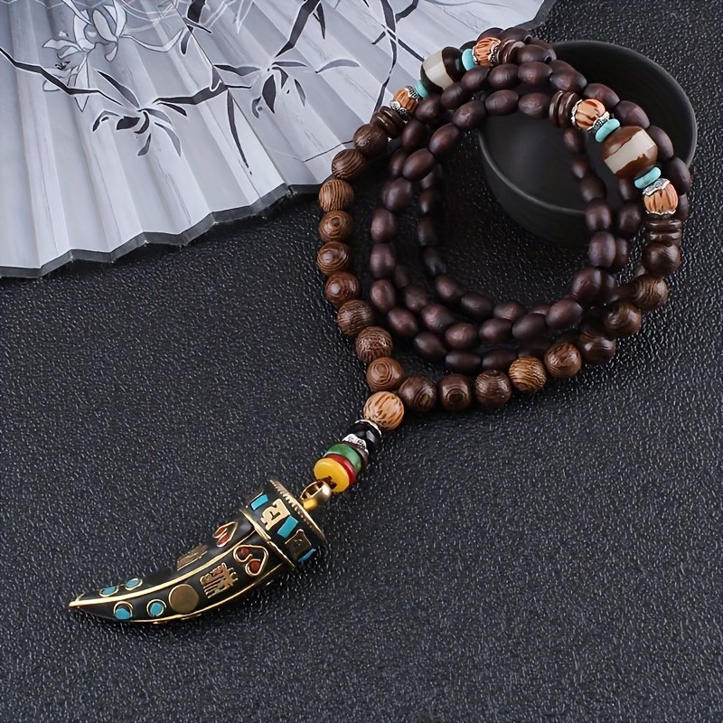 שרשרת רוח שבטית: מגע של אלגנטיות ייחודית עם טורקיז וקנבוס – תמונה 6