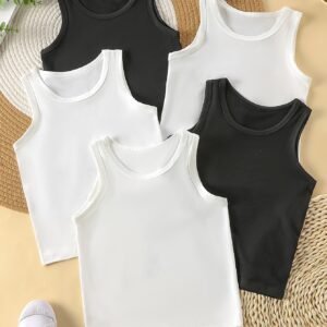 Your Little Ones' Complete Set: 5 Sleeveless T-shirts for All-Season Comfort!