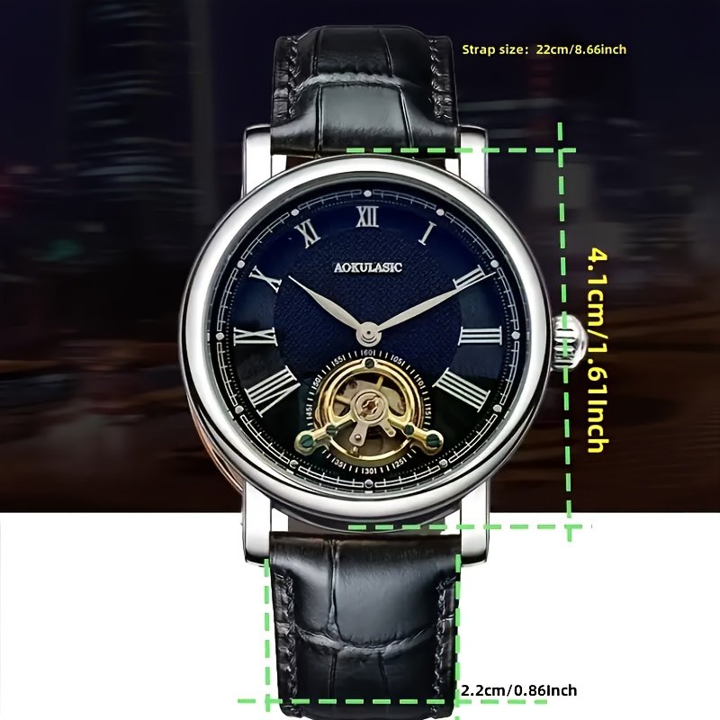 שליטה בזמן: שעון יד מכני שלד לגברים – תמונה 5