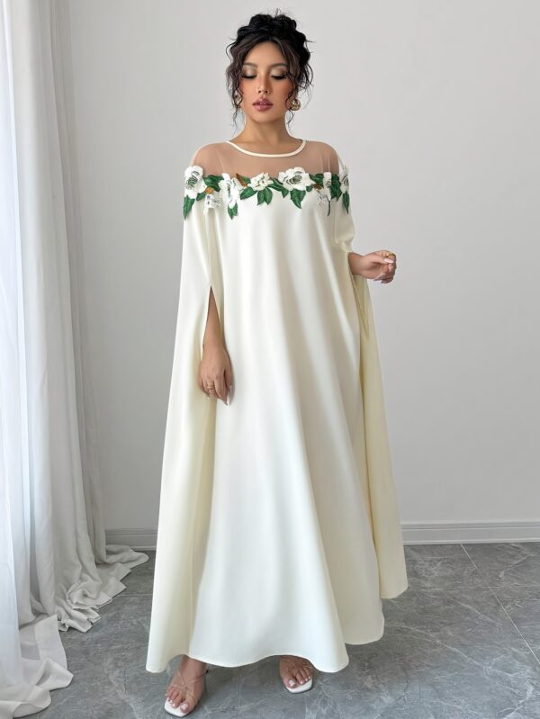 Elegant Off-Shoulder Floral Lace Maxi Dress for Women - Ruffle Detail, Wide-Brimmed, Solid Color, Perfect for Summer & Spring, Polyester, Machine Washable, Elegant Event Wear | Offshoulder Dress | Ruffle Detail - Image 8