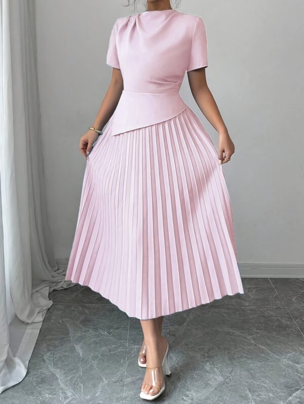 Elegant Light Blue Derby Ribbons Dress for Women - Sleeveless A-Line Midi with Ruffled Hem, Perfect for Spring & Summer Commute and Vacation - Image 8