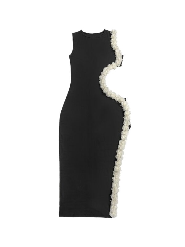 Elegant Floral Print Sleeveless Party Dress - Chic Sleeveless Bodycon Maxi Gown with Applique Detail, Perfect for Evening Events, Parties & Formal Gatherings, Cute Dress - Image 8