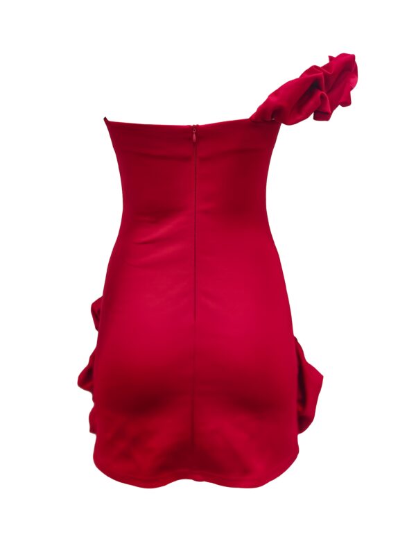 Elegant Off-Shoulder Red Ruffle Dress - Bodycon, Sleeveless, Summer Fashion for Adults, Ruffle Detail, Sleeveless Fashion | Ruffle Hemline | Smooth Texture - Image 6