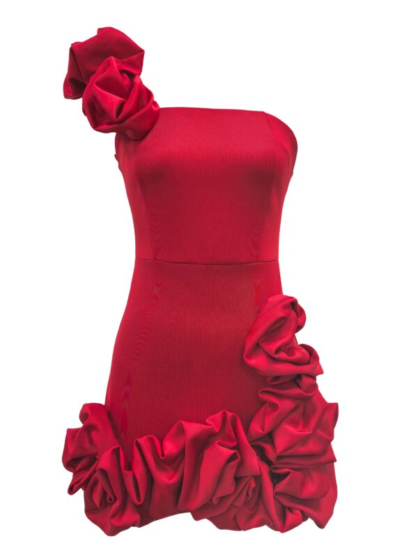 Elegant Off-Shoulder Red Ruffle Dress - Bodycon, Sleeveless, Summer Fashion for Adults, Ruffle Detail, Sleeveless Fashion | Ruffle Hemline | Smooth Texture