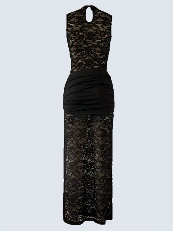 Elegant White Lace Bodycon Dress with High Slit - Sleeveless, Ruched Design, Perfect for Spring/Summer, Adult Women'S Fashion, Formal Attire|Ruched Bodycon|Lace Fabric - Image 31