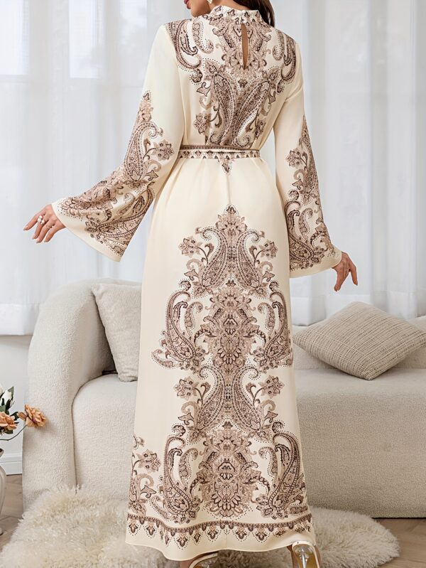 25 New Bohemian Style Elegant Women's Bow Tie Ethnic Print Long Dress - Perfect for Daily Wear, Commuting, Wedding Season, Vacation, and Party Outfits - Image 6