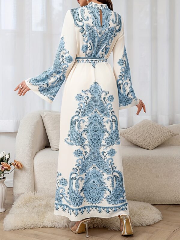 25 New Bohemian Style Elegant Women's Bow Tie Ethnic Print Long Dress - Perfect for Daily Wear, Commuting, Wedding Season, Vacation, and Party Outfits - Image 7
