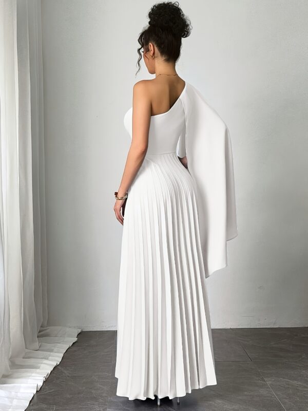 Women's Light Blue One-Shoulder Pleated Sleeveless Dress - Elegant Long Beach Vacation Dress with Asymmetrical Hem, Machine Washable & Wrinkle-Resistant, Fitted Top & Flowy Skirt for Casual Outings, Parties, All-Season Wear, Beach Dresses, Wrinkleresistant Fabric, Summer Outfit, Lightweight Material, Adult Clothing - Image 35