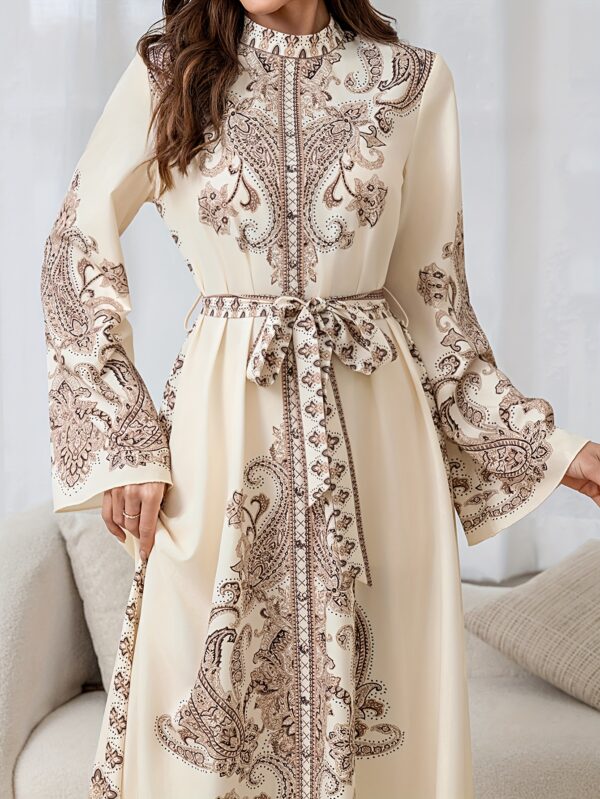 25 New Bohemian Style Elegant Women's Bow Tie Ethnic Print Long Dress - Perfect for Daily Wear, Commuting, Wedding Season, Vacation, and Party Outfits - Image 9
