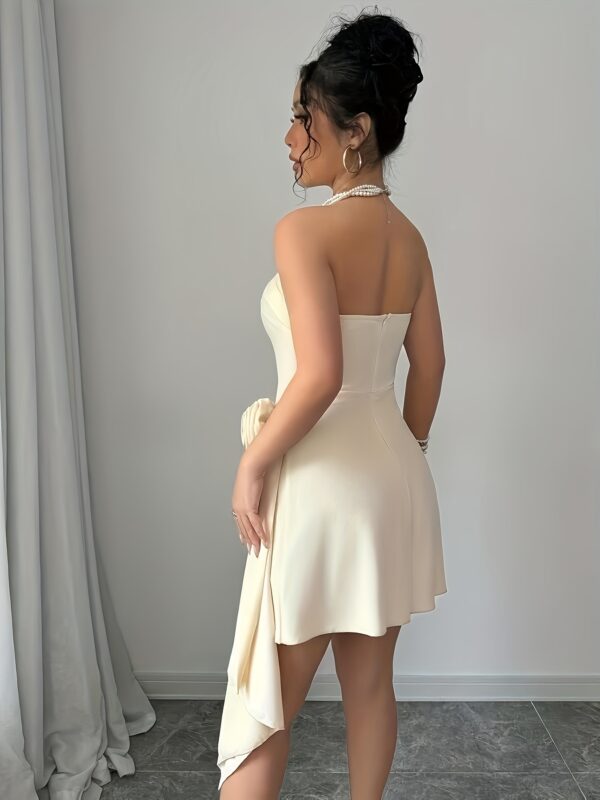 Elegant Off-Shoulder Bodycon Dress | Elegant Solid Color | Strapless with Bow Detail | Floral A-Line Skirt | Perfect for Spring & Summer | Adult Women'S Fashion | Sophisticated Design, Cute Dresses - Image 6