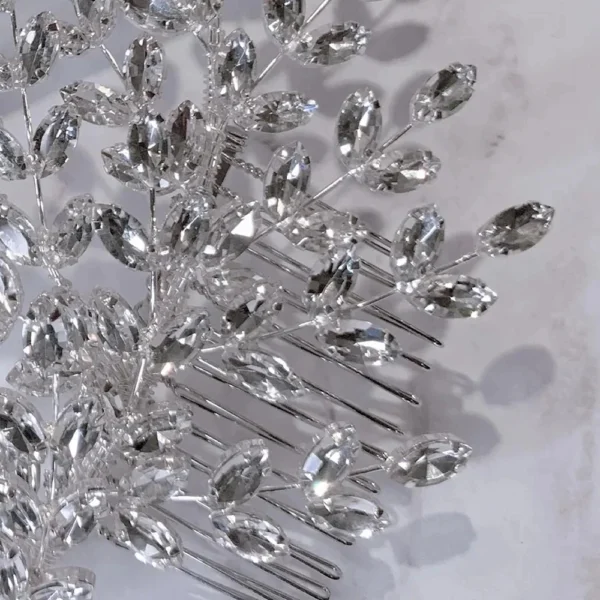 Luxury Crystal Leaf Hair Combs Wedding Hiar Accessories for Women Baroque Princess Tiara Bridal Rhinestone Headband Jewelry Gift - Image 5