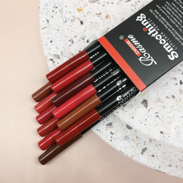 12pcs Lip Liner Pen 12 Colors Professional Lip Liner Pencil and Matte Lip Non-stick Cup Nude Lipstick Pencil SET - Image 3