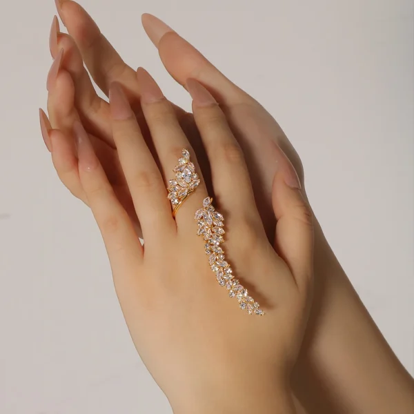 Stonefans Luxury Open Rings for Woman Engagement Elegant Rhinestone Rings Jewelry White Crystal Adjustable Party Prom Wedding - Image 5