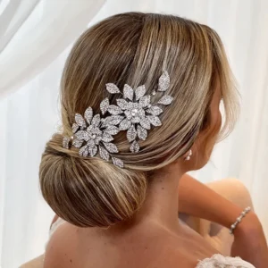 Bridal Rhinestone Flower Hair Comb Wedding Head Jewelry Hairband for Women Bridesmaid Party Luxury Crystal Hair Accessories Gift