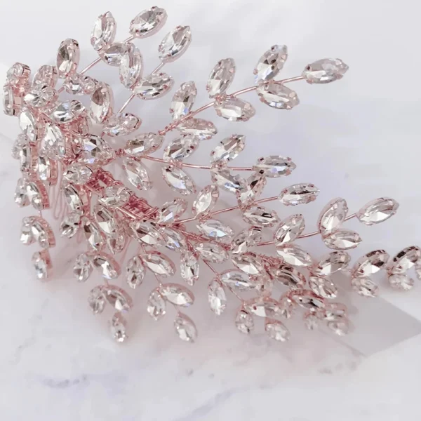 Luxury Crystal Leaf Hair Combs Wedding Hiar Accessories for Women Baroque Princess Tiara Bridal Rhinestone Headband Jewelry Gift - Image 3