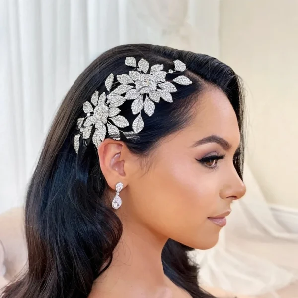 Bridal Rhinestone Flower Hair Comb Wedding Head Jewelry Hairband for Women Bridesmaid Party Luxury Crystal Hair Accessories Gift - Image 3