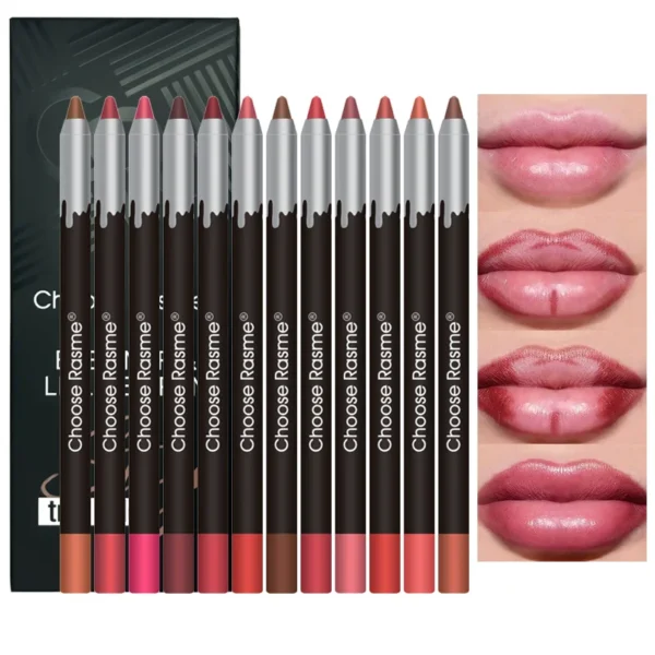 12pc Matte Lip Liners Set, 12 Assorted Colors, Gift Set, Long-Lasting - Image 3