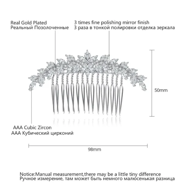 LUOTEEMI Luxury Zircon Bridal Hair Comb Elegant Flower CZ Hair Comb Clip Women Wedding Hair Accessories Memorial Day Gift - Image 2