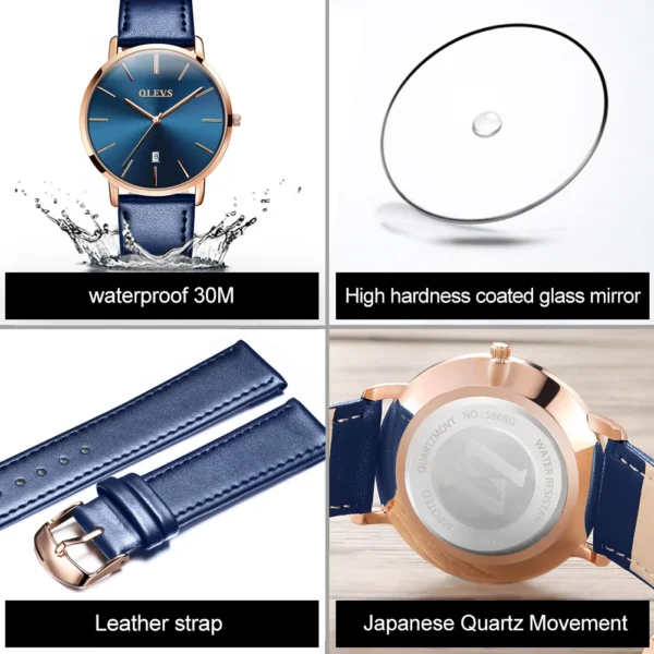 OLEVS 5869 Men's Watch Top Brand Luxury Waterproof Ultra Thin Date Clock Male Steel Strap Classic Quartz Watch Business Watches - Image 9