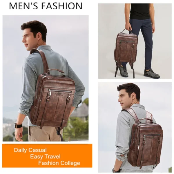 JEEP BULUO Trend Casual Laptop Bags High Capacity Feature Backpack Computer New Men's Bag Travel Split Leather Bags For Man - Image 3
