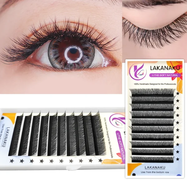 LAKANAKU Cilios YY Eyelashes Extensions 6 Trays Eyelashes 0.07 C D 8-12 Mix YY Lashes Natural Soft Premade Fans Faux Cilios - Image 6
