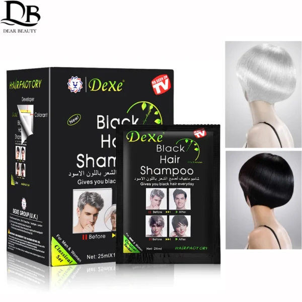 25ml 10Pcs Black Hair Shampoo 5 Mins Dye Hair Into Black Herb Natural Faster Black Hair Restore Colorant Shampoo Treatment - Image 2