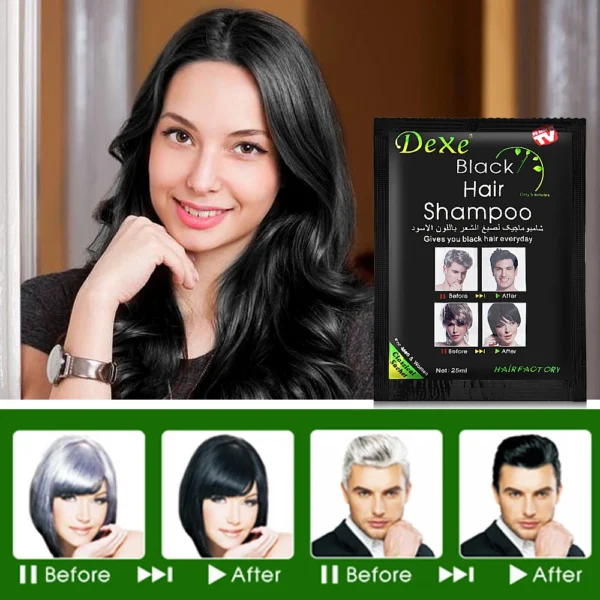25ml 10Pcs Black Hair Shampoo 5 Mins Dye Hair Into Black Herb Natural Faster Black Hair Restore Colorant Shampoo Treatment - Image 5