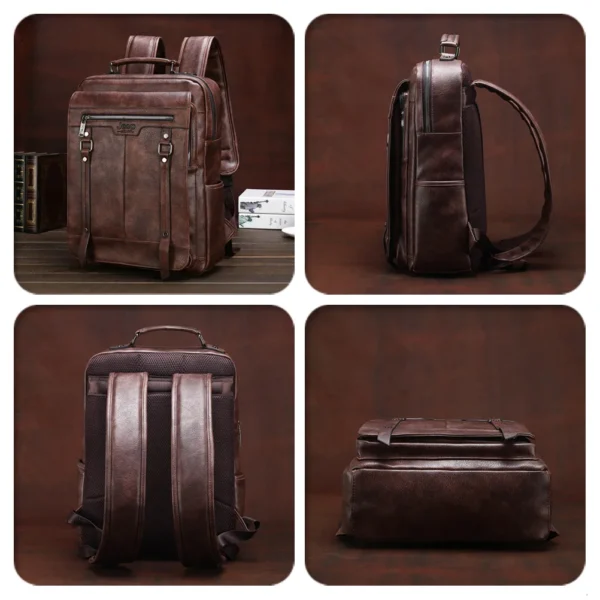 JEEP BULUO Trend Casual Laptop Bags High Capacity Feature Backpack Computer New Men's Bag Travel Split Leather Bags For Man - Image 4