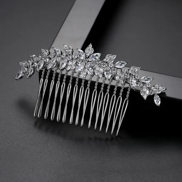 LUOTEEMI Luxury Zircon Bridal Hair Comb Elegant Flower CZ Hair Comb Clip Women Wedding Hair Accessories Memorial Day Gift - Image 4