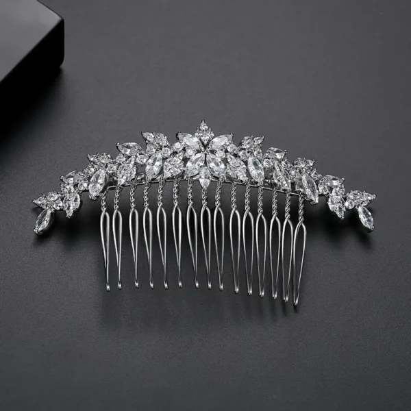 LUOTEEMI Luxury Zircon Bridal Hair Comb Elegant Flower CZ Hair Comb Clip Women Wedding Hair Accessories Memorial Day Gift - Image 3