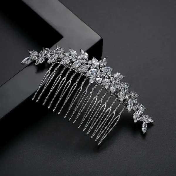 LUOTEEMI Luxury Zircon Bridal Hair Comb Elegant Flower CZ Hair Comb Clip Women Wedding Hair Accessories Memorial Day Gift - Image 5