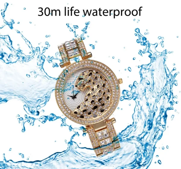 MISSFOX Women Quartz Watch Fashion Bling Casual Ladies Watch Female Quartz Gold Watch Crystal Diamond Leopard For Women Clock - Image 5