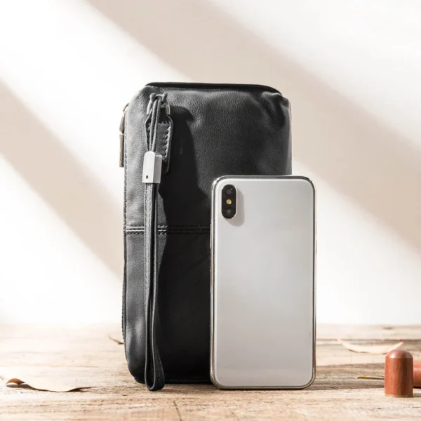 AETOO AETOO Men's handbags, men's leather soft leather casual handbags, long zip-up wallets, leather mobile phone bags - Image 2