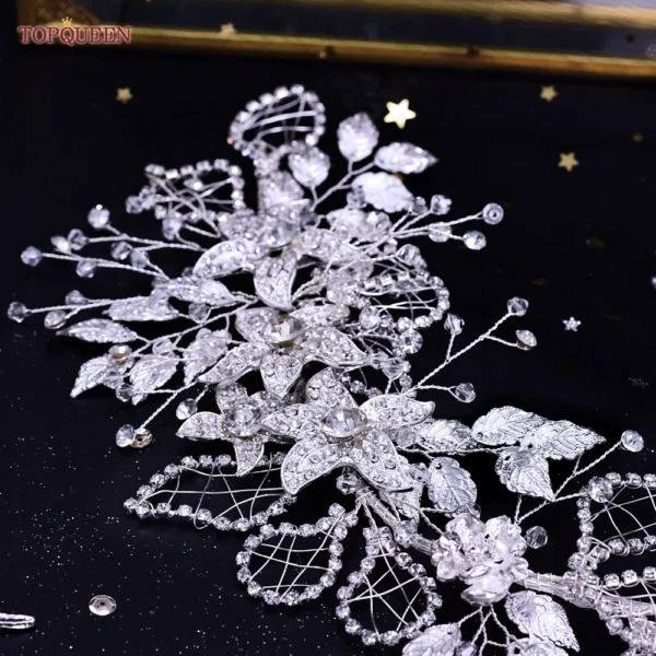YouLaPan Wedding Headband Alloy Flower Leaf Hair Tiara Rhinestone Headpiece Bridal Headwear Hair Accessories Head Jewelry HP282 - Image 4