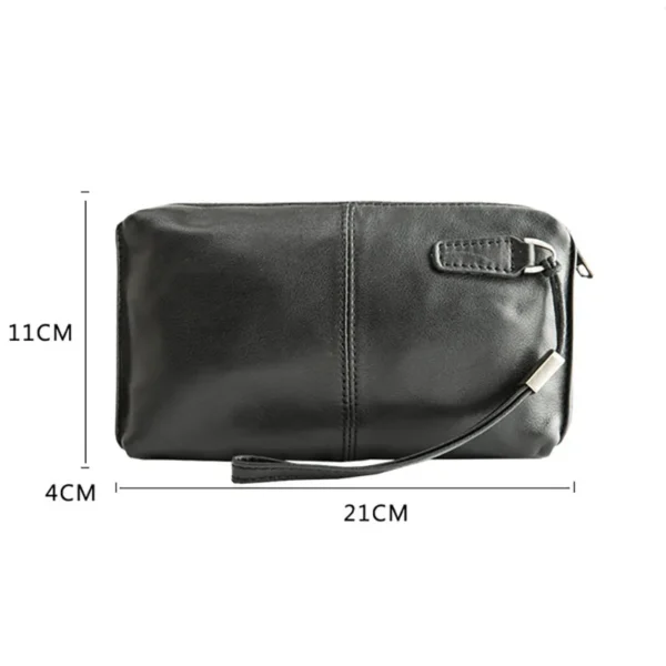 AETOO AETOO Men's handbags, men's leather soft leather casual handbags, long zip-up wallets, leather mobile phone bags - Image 6