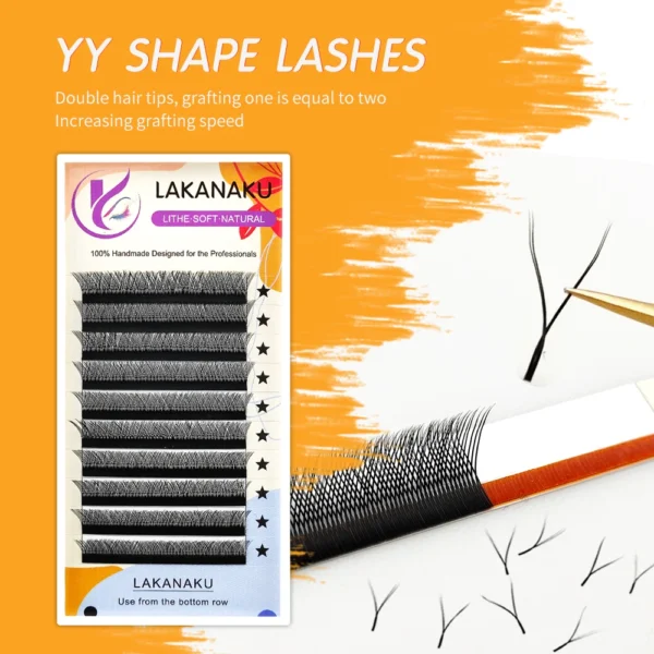 LAKANAKU Cilios YY Eyelashes Extensions 6 Trays Eyelashes 0.07 C D 8-12 Mix YY Lashes Natural Soft Premade Fans Faux Cilios - Image 4