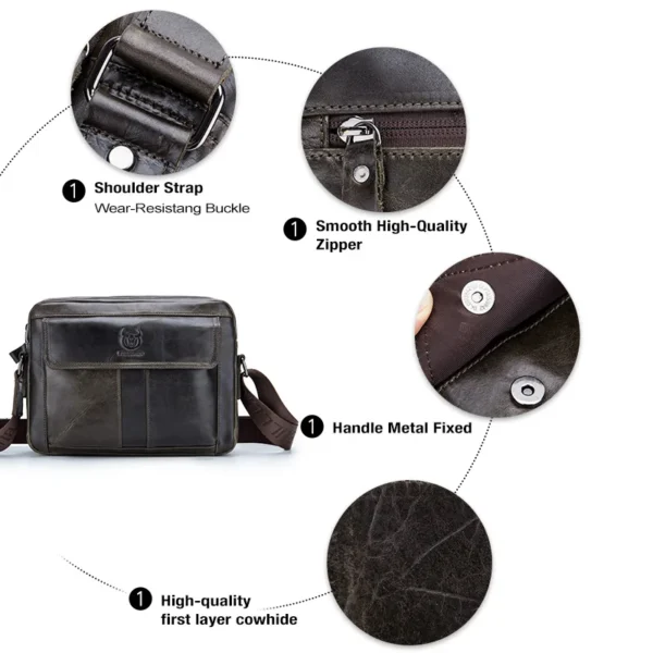 BULLCAPTAIN Genuine Leather Men's Crossbody Bag Large Capacity Casual Multifunctional Handbag A Fashion Business Briefcase - Image 5