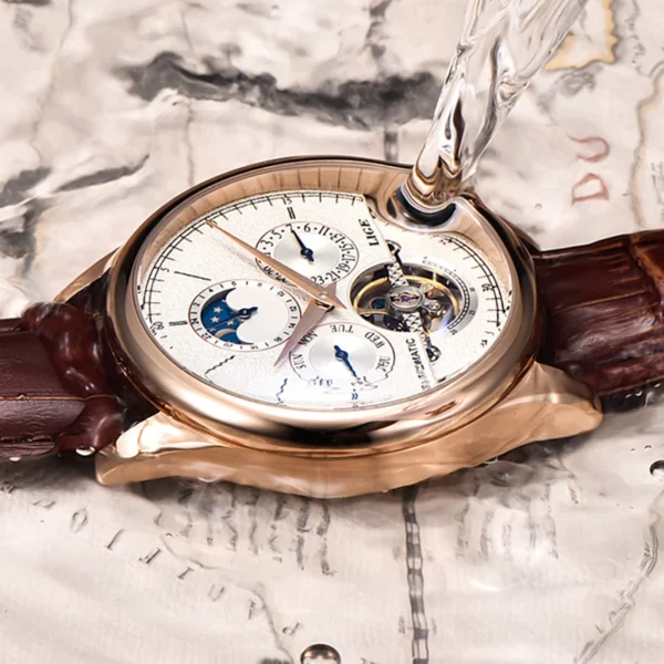 LIGE Brand Classic Mens Retro Watches Automatic Mechanical Watch Tourbillon Clock Genuine Leather Waterproof Military Wristwatch - Image 4