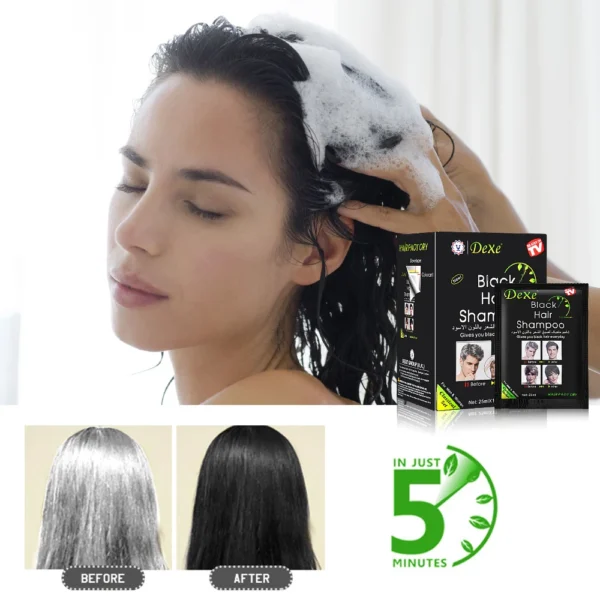 25ml 10Pcs Black Hair Shampoo 5 Mins Dye Hair Into Black Herb Natural Faster Black Hair Restore Colorant Shampoo Treatment - Image 3