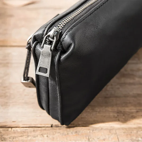 AETOO AETOO Men's handbags, men's leather soft leather casual handbags, long zip-up wallets, leather mobile phone bags - Image 5