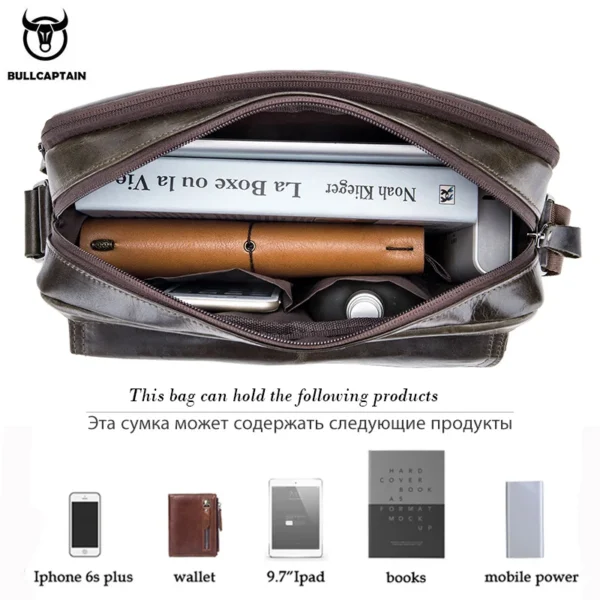 BULLCAPTAIN Genuine Leather Men's Crossbody Bag Large Capacity Casual Multifunctional Handbag A Fashion Business Briefcase - Image 4