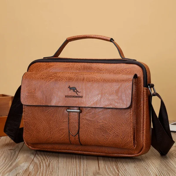 Luxury Brand Men's designer bag Vintage Shoulder Bag PU Leather Messenger Bag Fashion Crossbody Bag Male Handbag For IPAD - Image 3