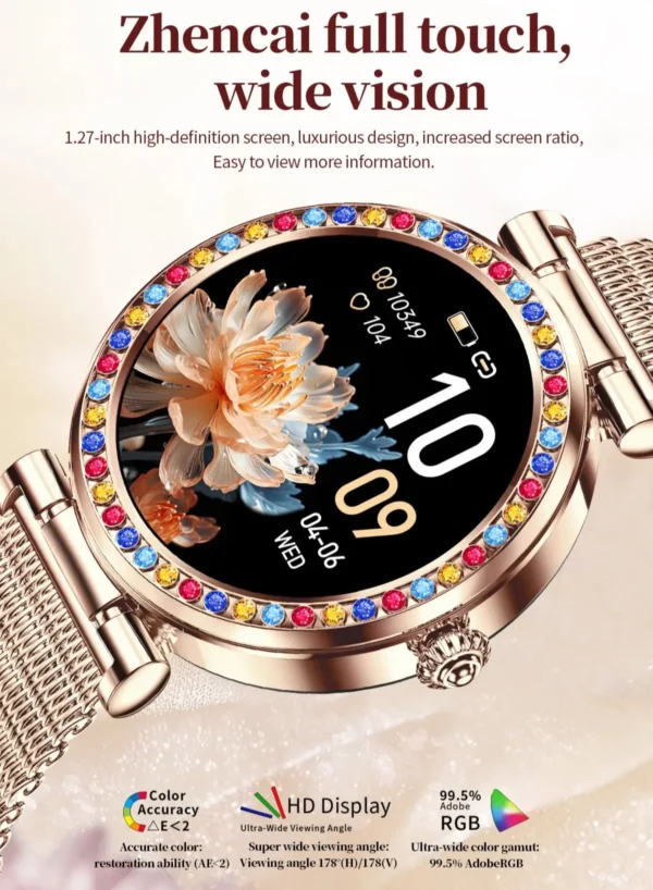 Voice Calling Smart Watch Shinning Diamonds Steel Wristband Fitness Watches Health Monitoring Multi Sports Modes Lady Smartwatch - Image 2