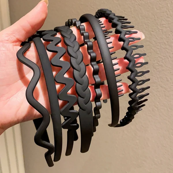 Unisex Metal Wavy Spring Hair Hoop Black Non Slip Outdoor Sports Headbands For Women Men Simple Hairband Face Washing Headdress