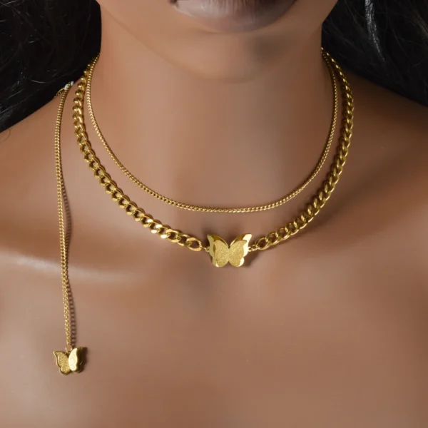 Fashion Gold Plated Layered Necklace Trendy Thin Chain Pendant Dainty Stackable Jewelry Gift for Women Birthday Valentine - Image 3