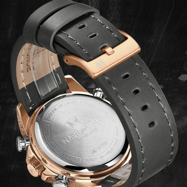NAVIFORCE Men's Watches Fashion Genuine Leather Band 30M Waterproof Male Quartz Wristwatches Luminous Day and Date Display Clock - Image 6