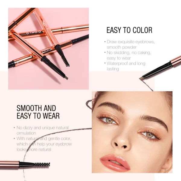O.TWO.O Eyebrow Pencil Waterproof Natural Long Lasting Smooth Fill Fluff Blendable Shaping High Pigment Brow Pencil Eye Makeup - Image 5