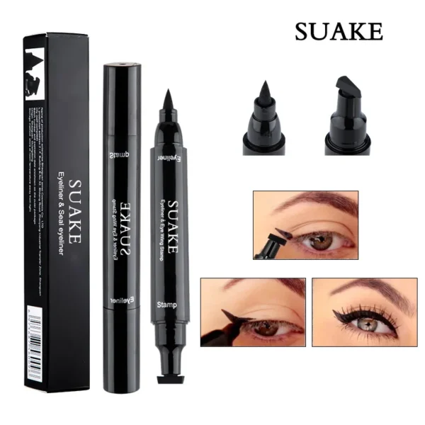 2 In1 Stamp Liquid Eyeliner Pencil Water Proof Fast Dry Double-ended Black Seal Eye Liner Pen Make Up for Women Cosmetics - Image 3