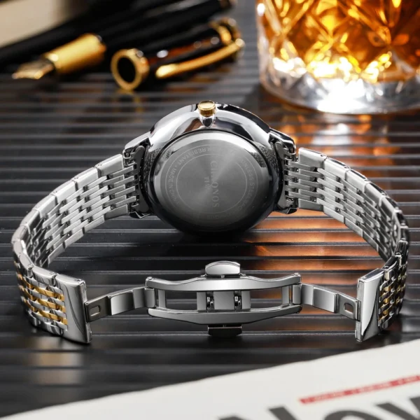 CHRONOS Mens Watch Waterproof Stainless Steel Business Men Wrist Watches with Calendar Auto Date Quartz Classic Office Timepiece - Image 3