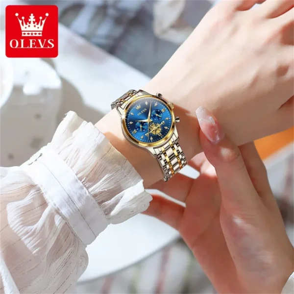 OLEVS Women's Watches Elegant Fashion Original Quartz Female Wristwatch Multifunction Chronograph Waterproof Luminous 24 Hour - Image 6